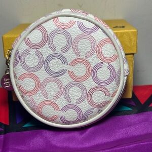 Stylish White and Purple Circle Pattern Bag
